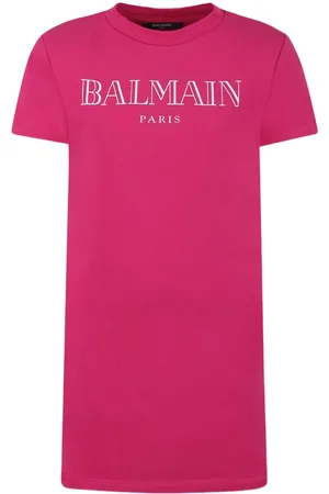 Balmain Vestido estilo playera con logo estampado