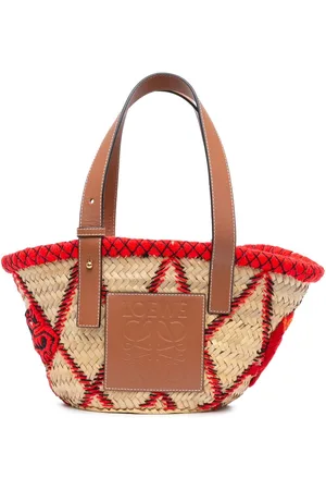 Loewe Tote Small Raffia Animal Embroidered Basket 2019