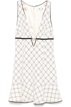 Elisabetta Franchi Vestido corto con estampado de rombos