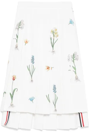 Thom Browne Falda midi con bordado floral