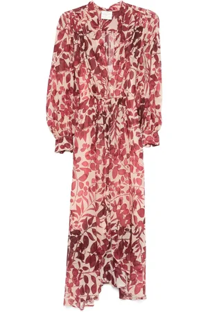 FORTE FORTE Vestido largo con hojas estampadas