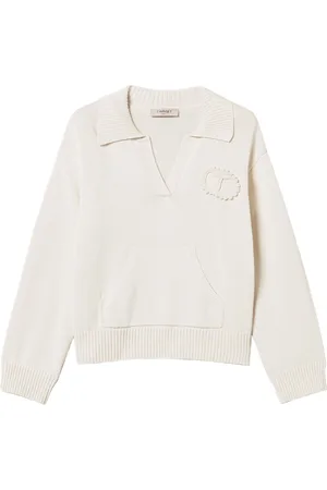 Twin-Set Suéter estilo playera tipo polo con parche de crochet