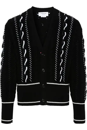 Thom Browne Cárdigan de tejido grueso con cuello en V