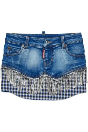 Dsquared2 Falda corta de mezclilla con flecos