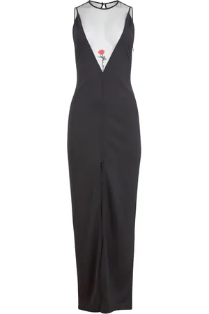 FLEUR DU MAL Vestido largo con rosas bordadas