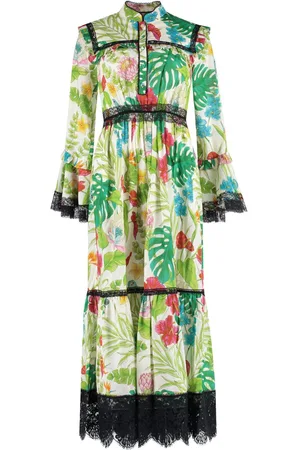 Gucci Vestido largo con estampado floral