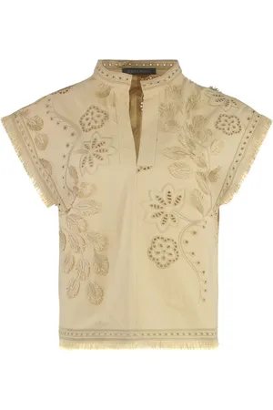 Alberta Ferretti Top bordado con flecos