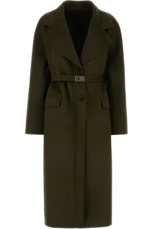 Salvatore Ferragamo Abrigo Olive de mezcla de lana