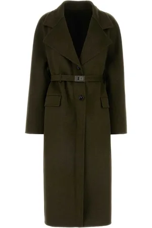 Salvatore Ferragamo Abrigo Olive de mezcla de lana