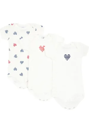Petit Bateau Set de tres pañaleros con corazones estampados
