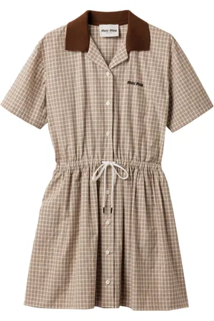 Miu Miu Vestido midi con cuadros estampados
