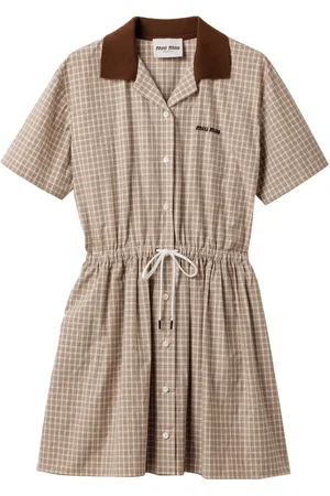 Miu Miu Vestido midi con cuadros estampados