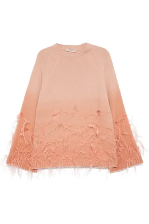 Elie saab Suéter tejido con detalle de plumas