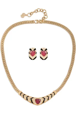 Dior Set de aretes y collar con detalles de cristal 1980