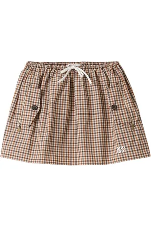 Miu Miu Falda corta con motivo de cuadros gingham