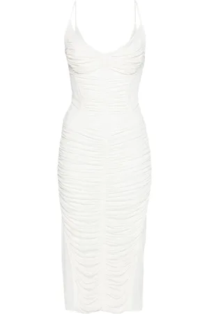 MUGLER Vestido midi con diseño fruncido