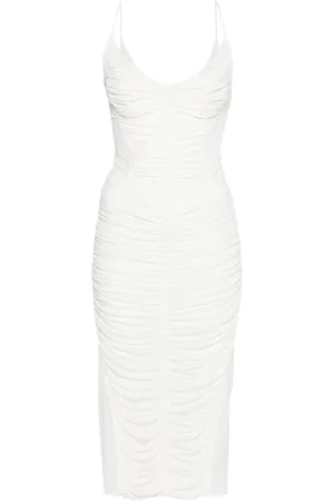 MUGLER Vestido midi con diseño fruncido