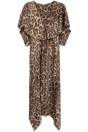 Stella McCartney Vestido midi con estampado de leopardo