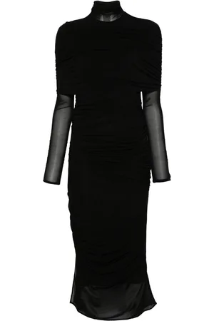 MUGLER Vestido midi con diseño fruncido