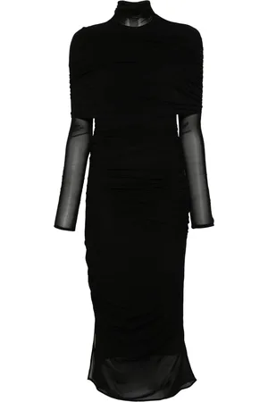 MUGLER Vestido midi con diseño fruncido