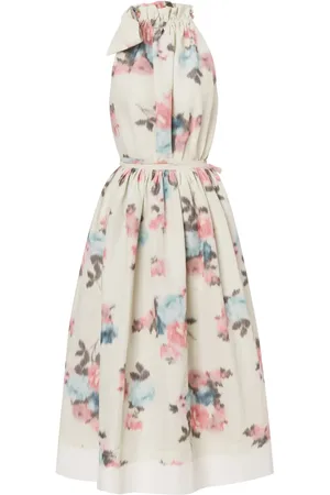 Serafini Vestido con estampado floral y cuello halter