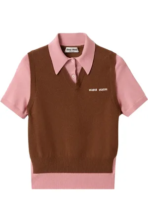 Miu Miu Playera tipo polo con logo en intarsia