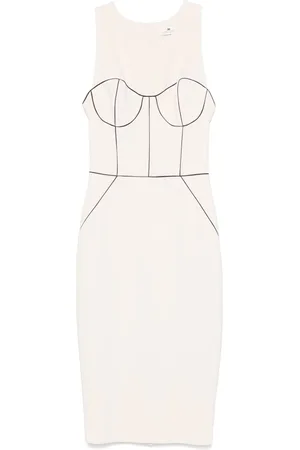 Elisabetta Franchi Vestido midi con ribetes en contraste