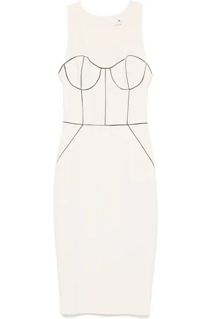 Elisabetta Franchi Vestido midi con ribetes en contraste