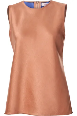 Carolina Herrera Top satinado con cuello redondo