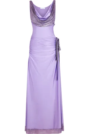 Paco rabanne Vestido largo con detalle de malla