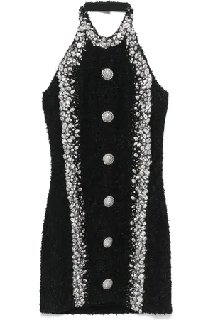 Balmain Vestido corto con detalles de cristal