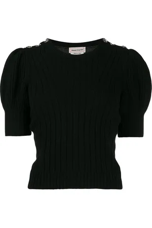 Alexander McQueen Top tejido con mangas abombadas