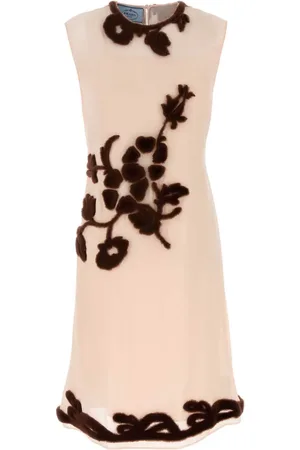 Prada Vestido de seda midi con bordado floral