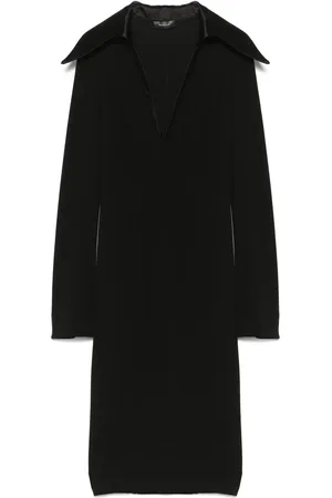 MUGLER Vestido midi con cuello de pico