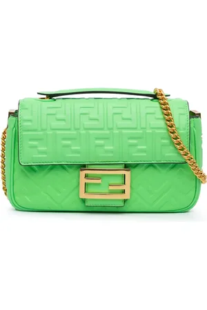 Fendi Bolsa de hombro Zucca Embossed Leather Chain Midi baguette 2010-2024