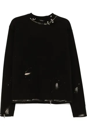 We11 Done Playera con efecto desgastado