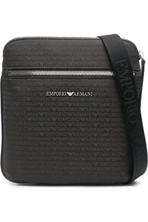 Emporio Armani Mochila tipo mensajero con logo en jacquard