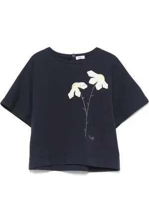 Il gufo Playera con aplique floral