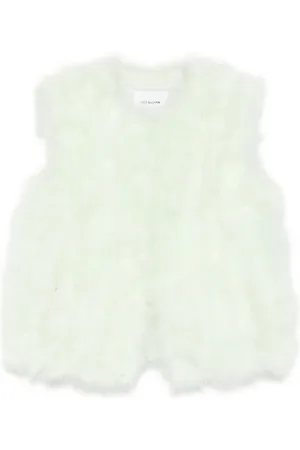 YVES SALOMON Top de seda con plumas