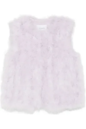 YVES SALOMON Top de seda con plumas