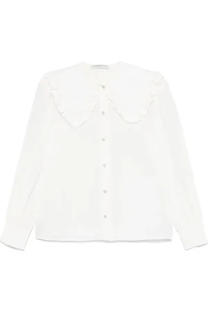 Alessandra Rich Blusa de seda con cuello Peter Pan