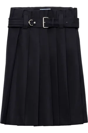 Prada Falda midi plisada con cinturón