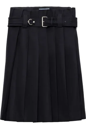 Prada Falda midi plisada con cinturón