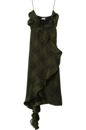 Burberry Vestido de seda con motivo de cuadros