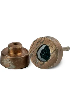PARTS OF FOUR Arete pequeño en plata de ley bañada en oro rosa de 18kt con diamante azul
