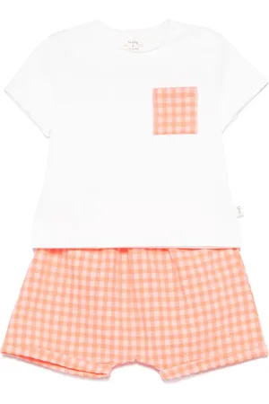 TEDDY & MINOU Set de shorts y playera con motivo de cuadros gingham