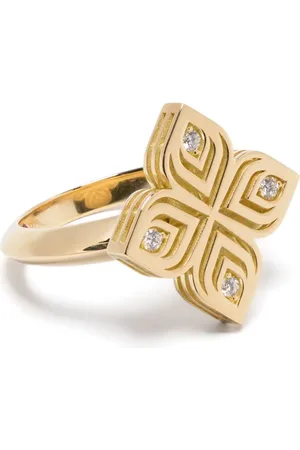 Roberto Coin Anillo Arabesque Flower en oro amarillo de 18kt con diamantes