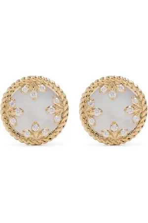 Roberto Coin Aretes Venetian Medallons en oro amarillo de 18kt con diamantes y perlas
