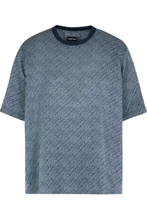 Giorgio Armani Playera de seda con estampado chevron