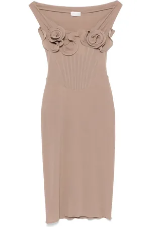 MAGDA BUTRYM Vestido midi con corset y apliques de rosas